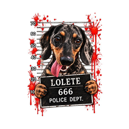Diseño THE MUGSHOT con el nombre de la mascota